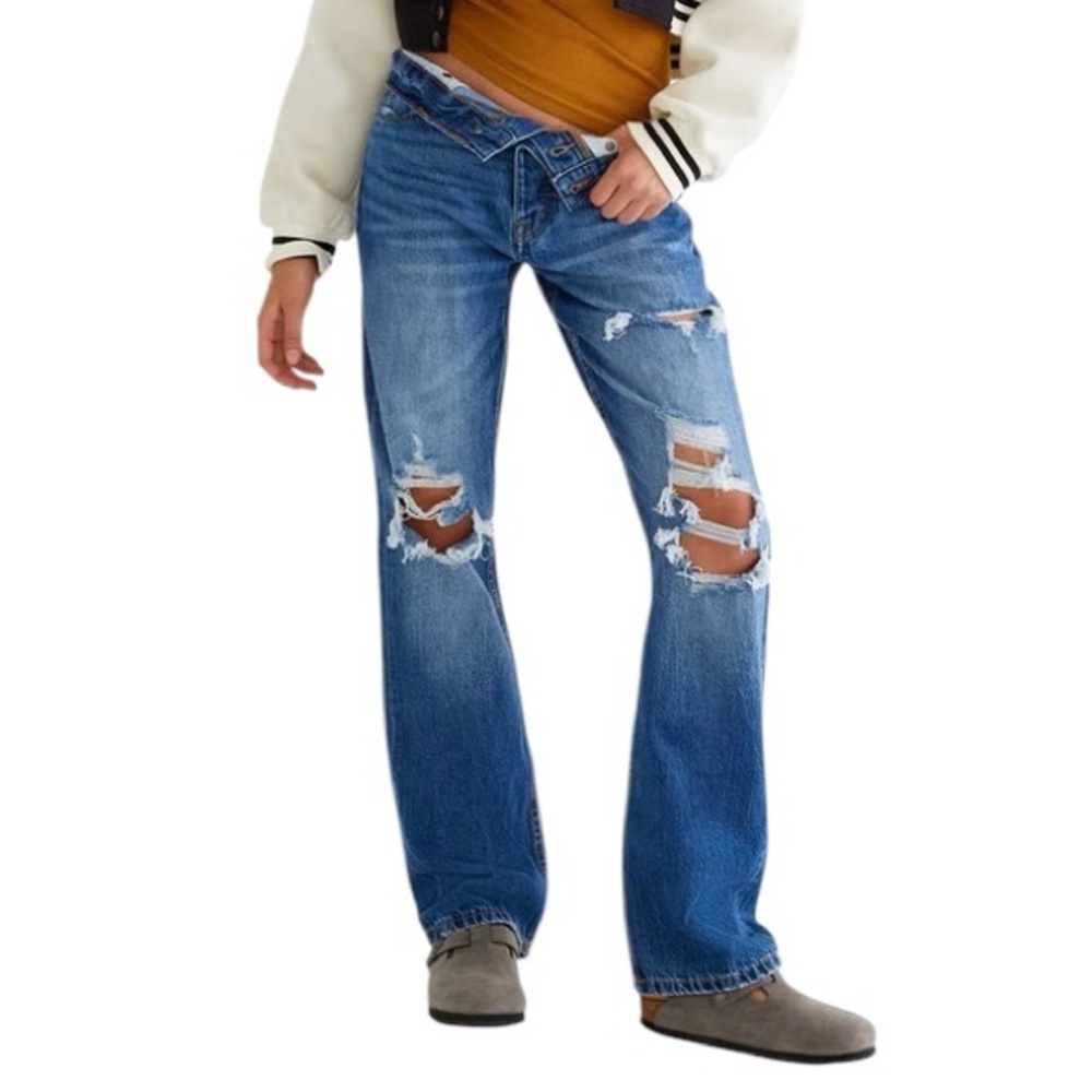Aeropostale Medium Wash 90’s Baggy Ripped Button Fly Jeans